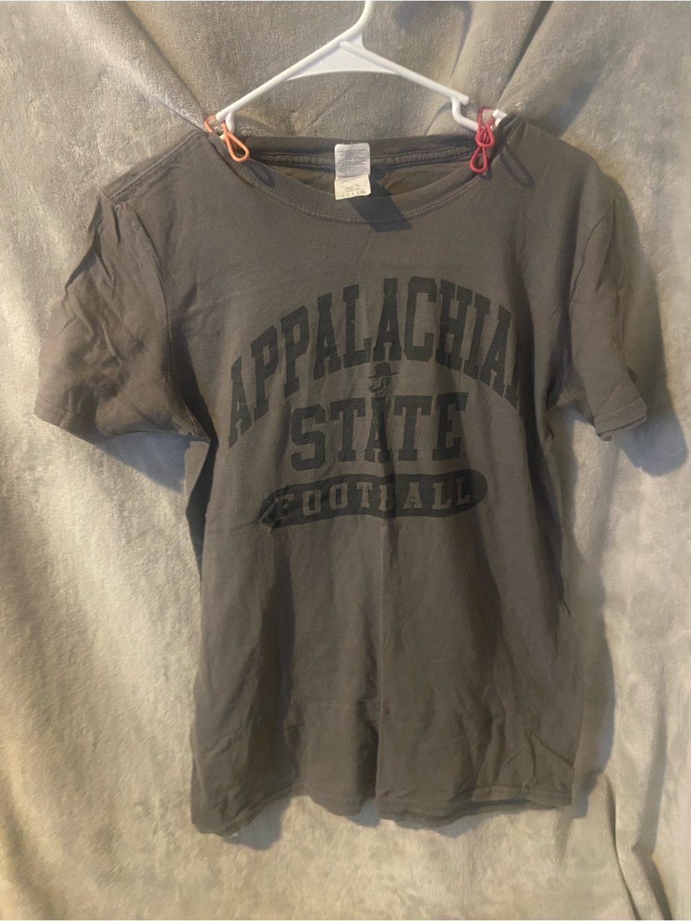 Appalachian State Football size Small. Gildan Charcoal Softstyle T-Shirt